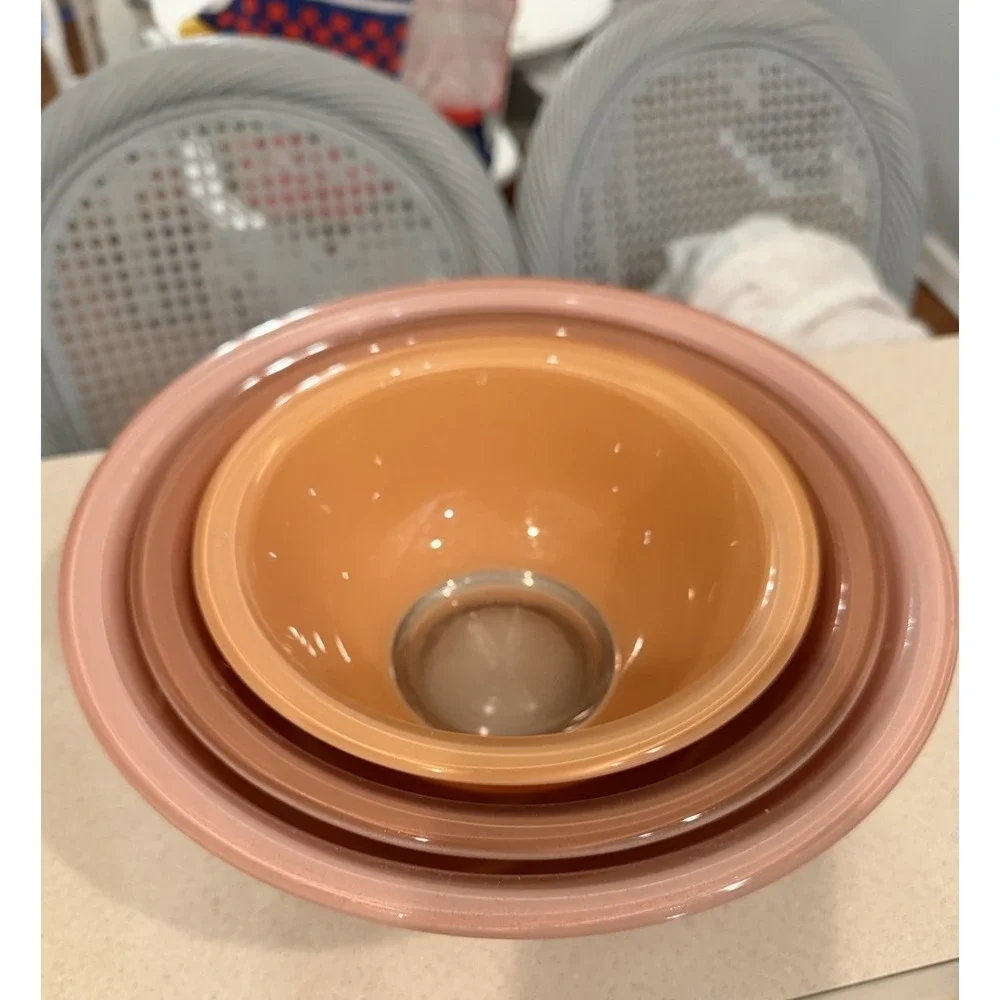 Vintage Pyrex Autumn Nesting Bowls Set of Three Made in the USA Rainbow Mixing